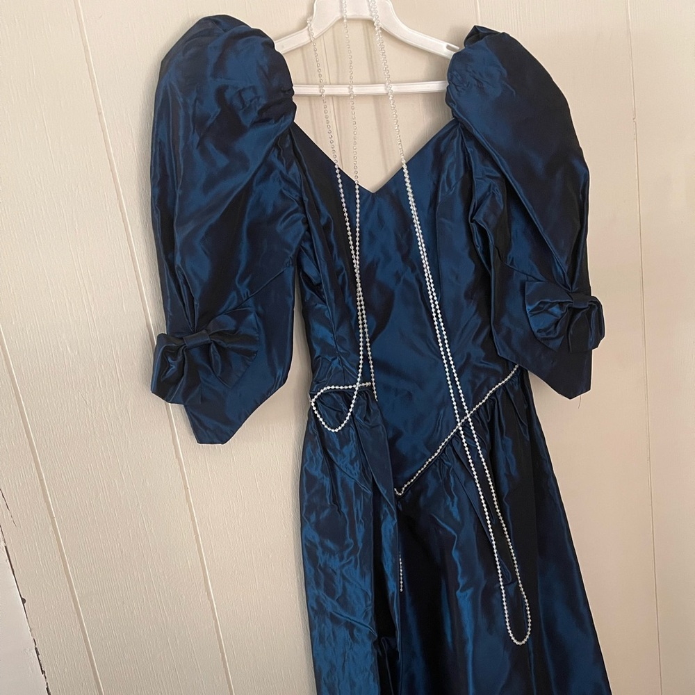 Blue beaded 80’s dress